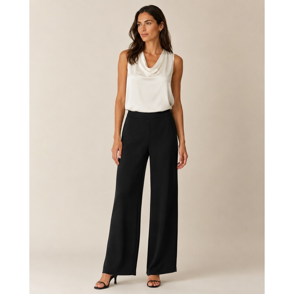 Giorgio Armani Black Wide Leg Silk Side Zip Pant 31 Waist Quiet Luxury Old Money